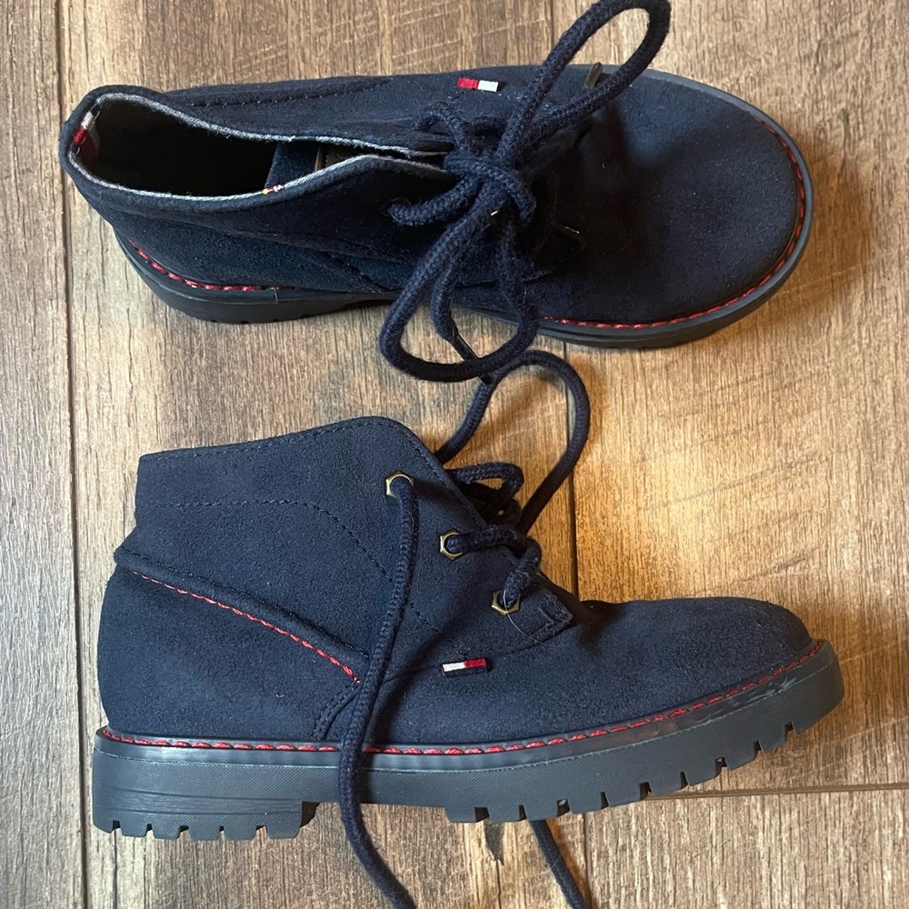 Tommy Hilfiger Navy Blue Hi-Top Faux Suede Shoes Sz 12